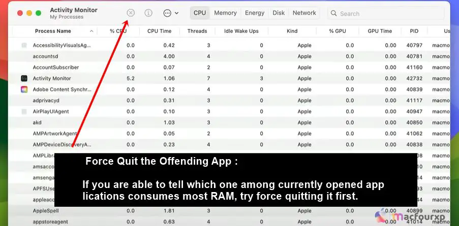 How do I Fix You have run out of application memory on Mac